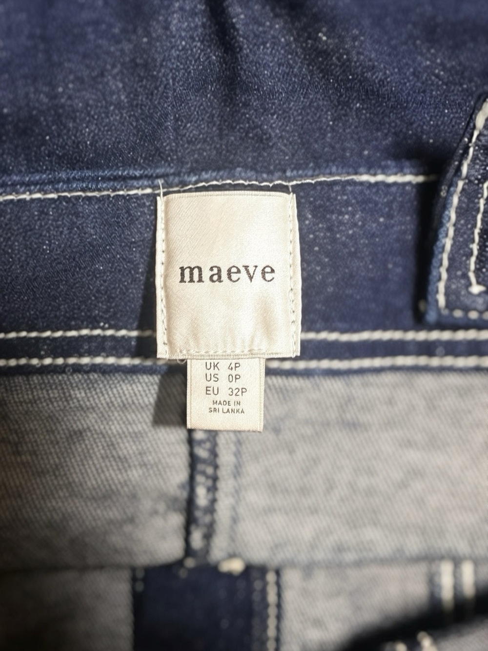 Anthropologie Maeve Denim Button Front Romper | Contrast Stitch | Size 0 - Picture 6 of 9
